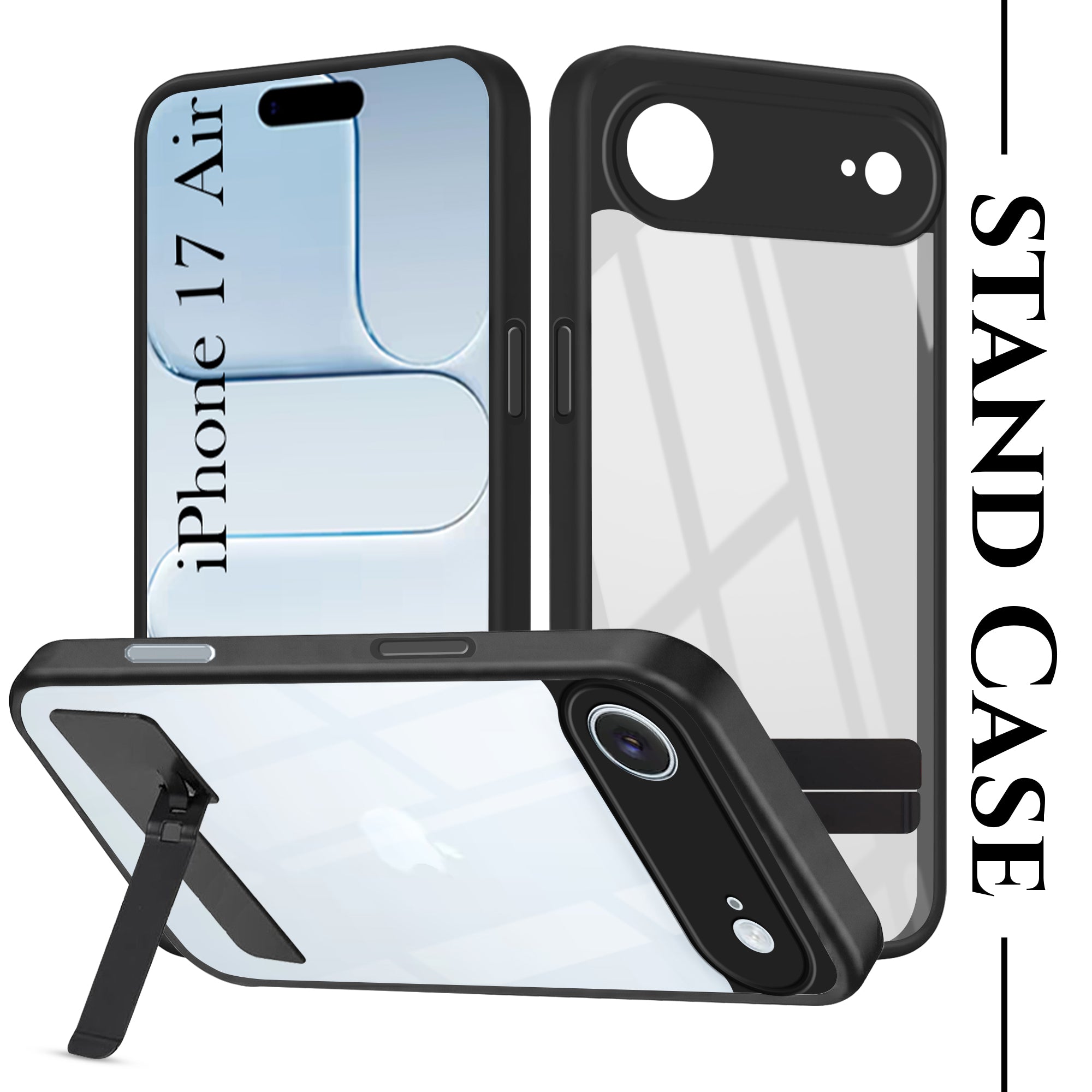 For Apple iPhone 17 Air Back Cover Case (Built-in Stand | Lifetime Anti Yellow | Kickstand Shockproof | Camera Protection | MagSafe Compatible)