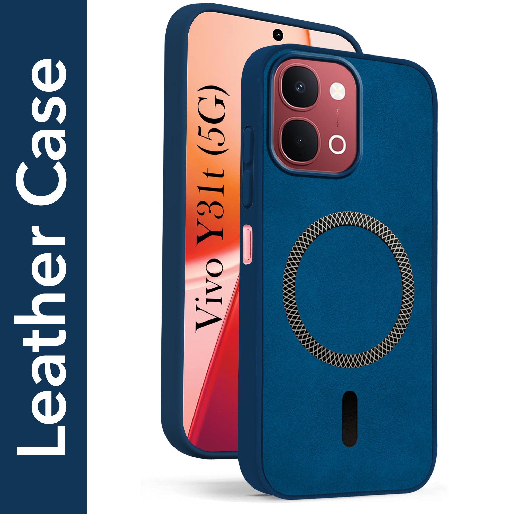 For Vivo Y31T 5G Back Cover Case Leather Finish (MagSafe Compatible Wireless Charging | Soft Touch | Camera Bump Protection)