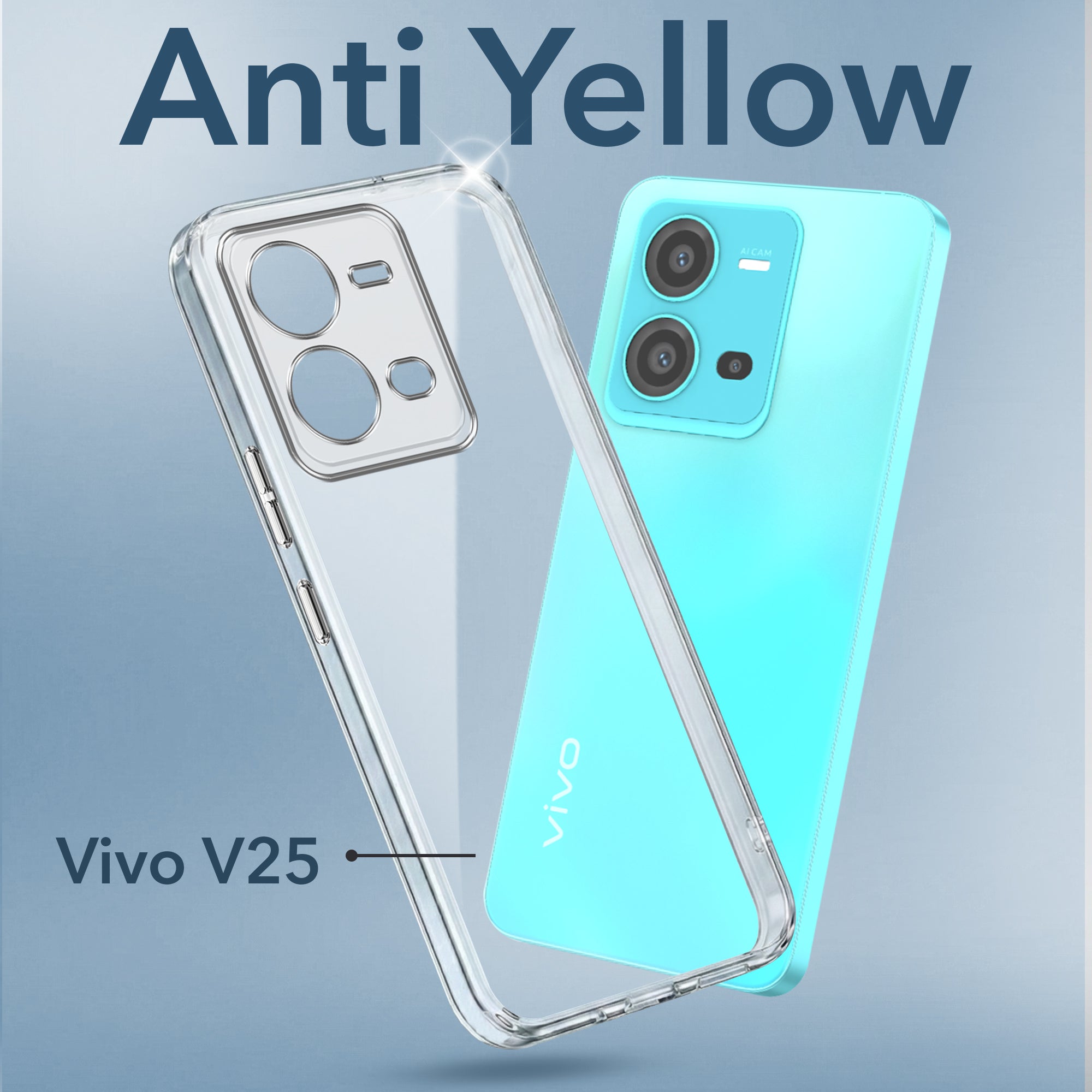 For Vivo V25 5G Back Cover Case (Hard Anti Yellow Clear Case | Drop & Camera Protection | Shockproof Polycarbonate)