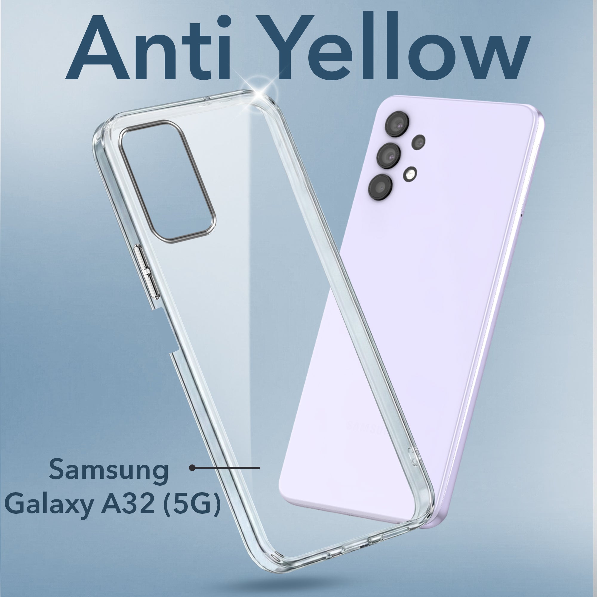 For Samsung Galaxy A32 5G Back Cover Case (Hard Anti Yellow Clear Case | Drop & Camera Protection | Shockproof Polycarbonate)