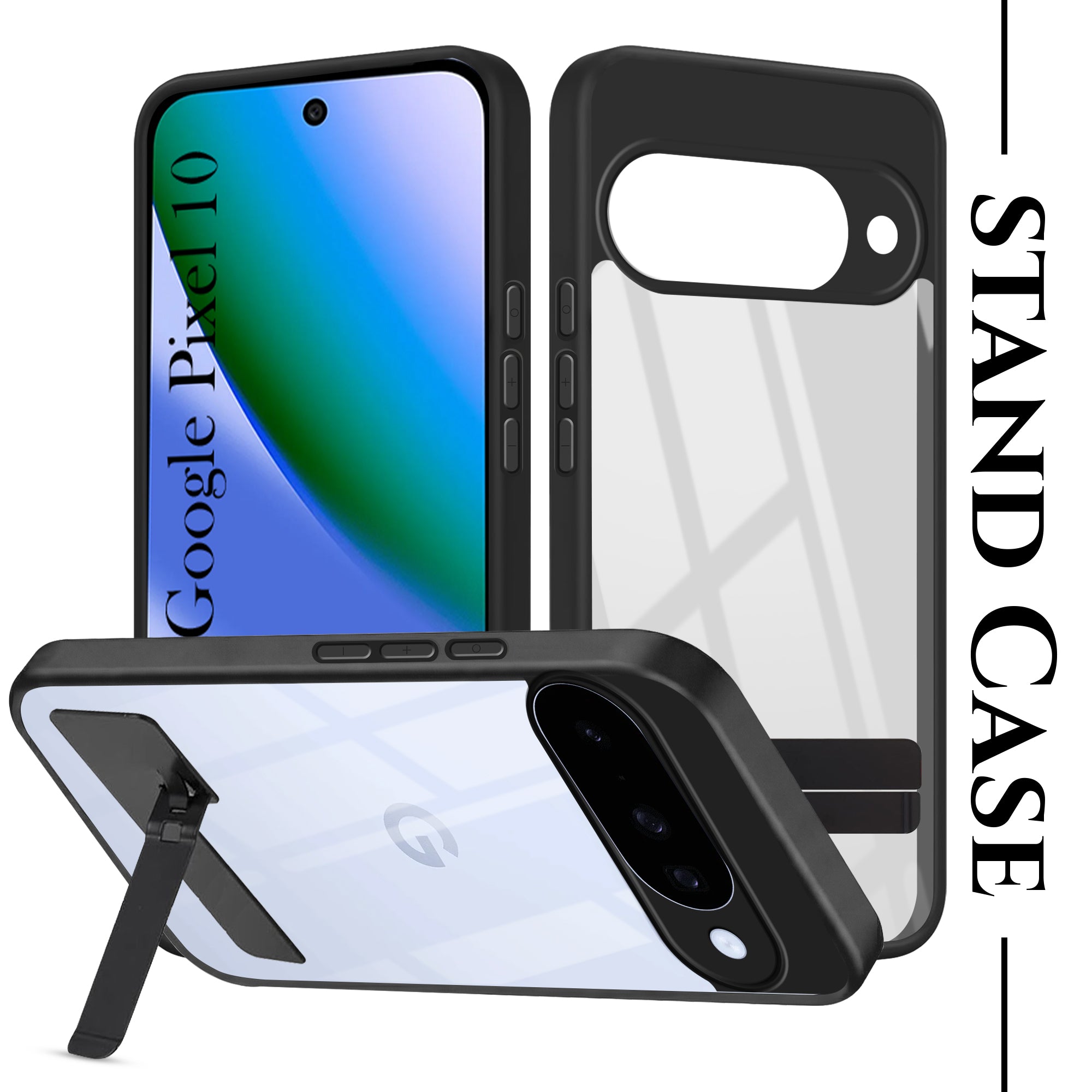 For Google Pixel 10 Back Cover Case (Built-in Stand | Lifetime Anti Yellow | Kickstand Shockproof | Camera Protection | MagSafe Compatible)
