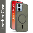 For Redmi 15A 5G Back Cover Case Leather Finish (MagSafe Compatible Wireless Charging | Soft Touch | Camera Bump Protection)