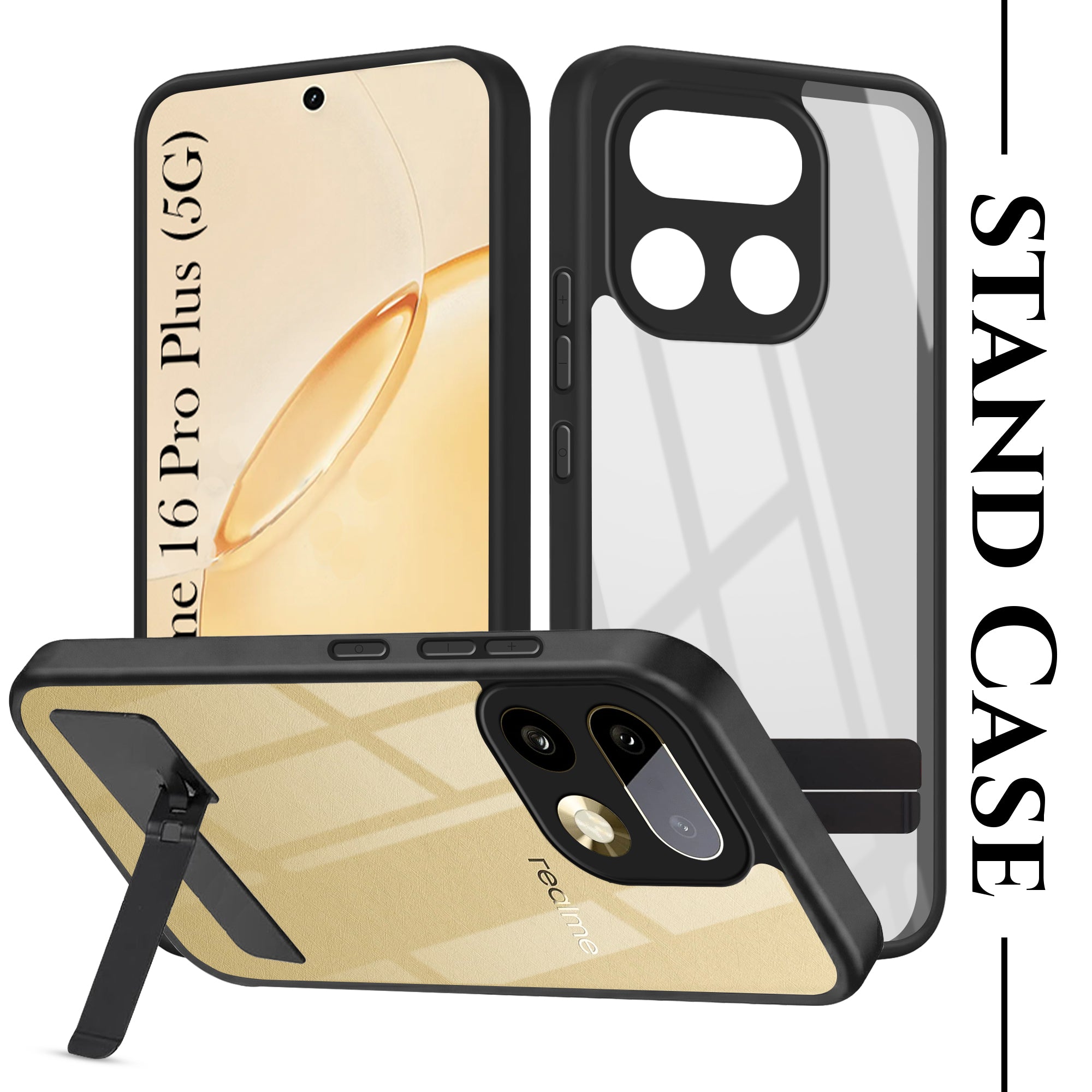For Realme 16 Pro Plus 5G Back Cover Case (Built-in Stand | Lifetime Anti Yellow | Kickstand Shockproof | Camera Protection | MagSafe Compatible)