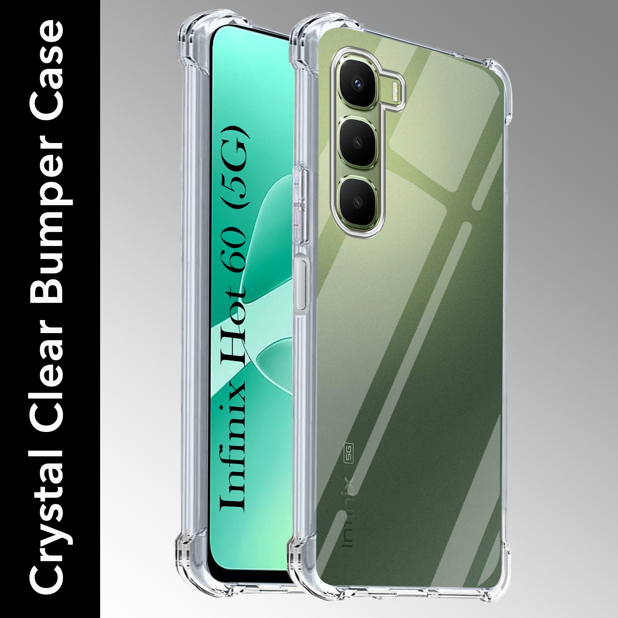 For Infinix Hot 60 5G Shockproof Crystal-Clear Back Cover ( Drop & Camera Protection | Hard Polycarbonate)