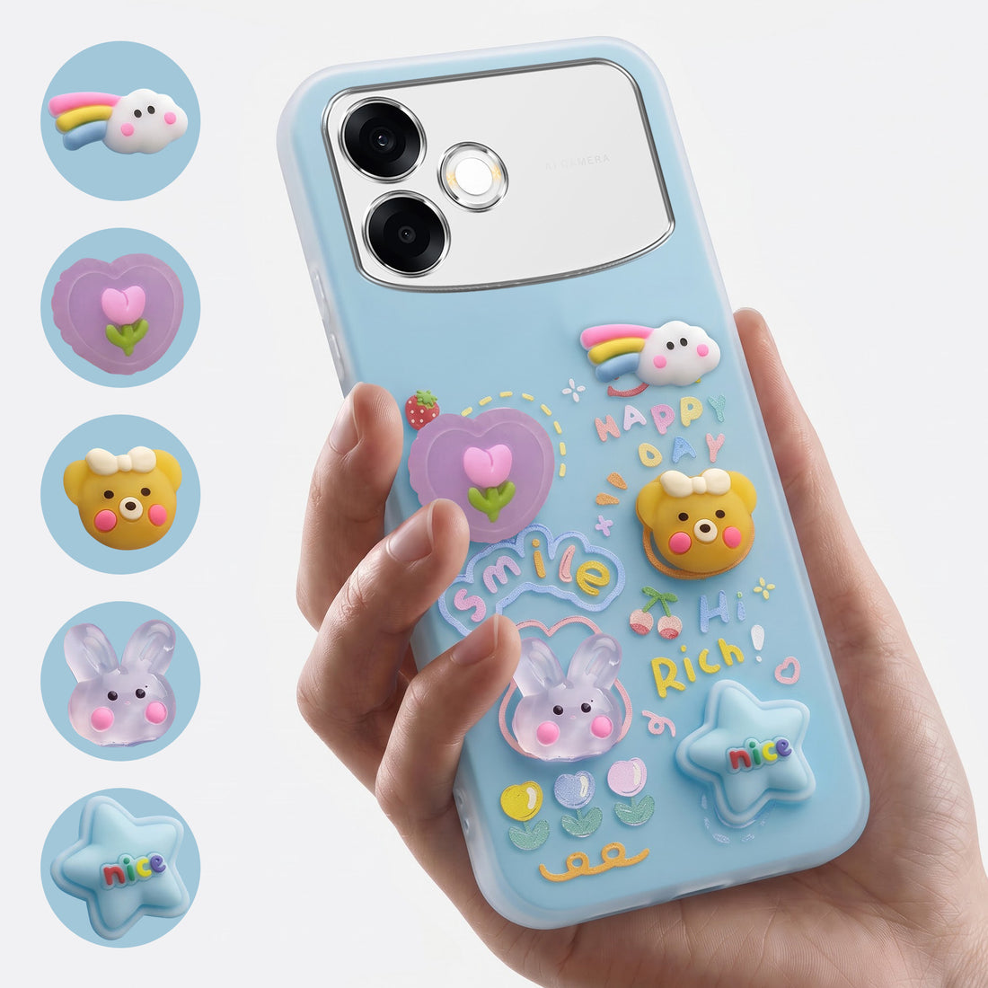 For Oppo F33 Pro 5G Back Cover Case (3D Cute Cartoons | Hard Back Side Soft | Matte Premium Finish | HD Printing)