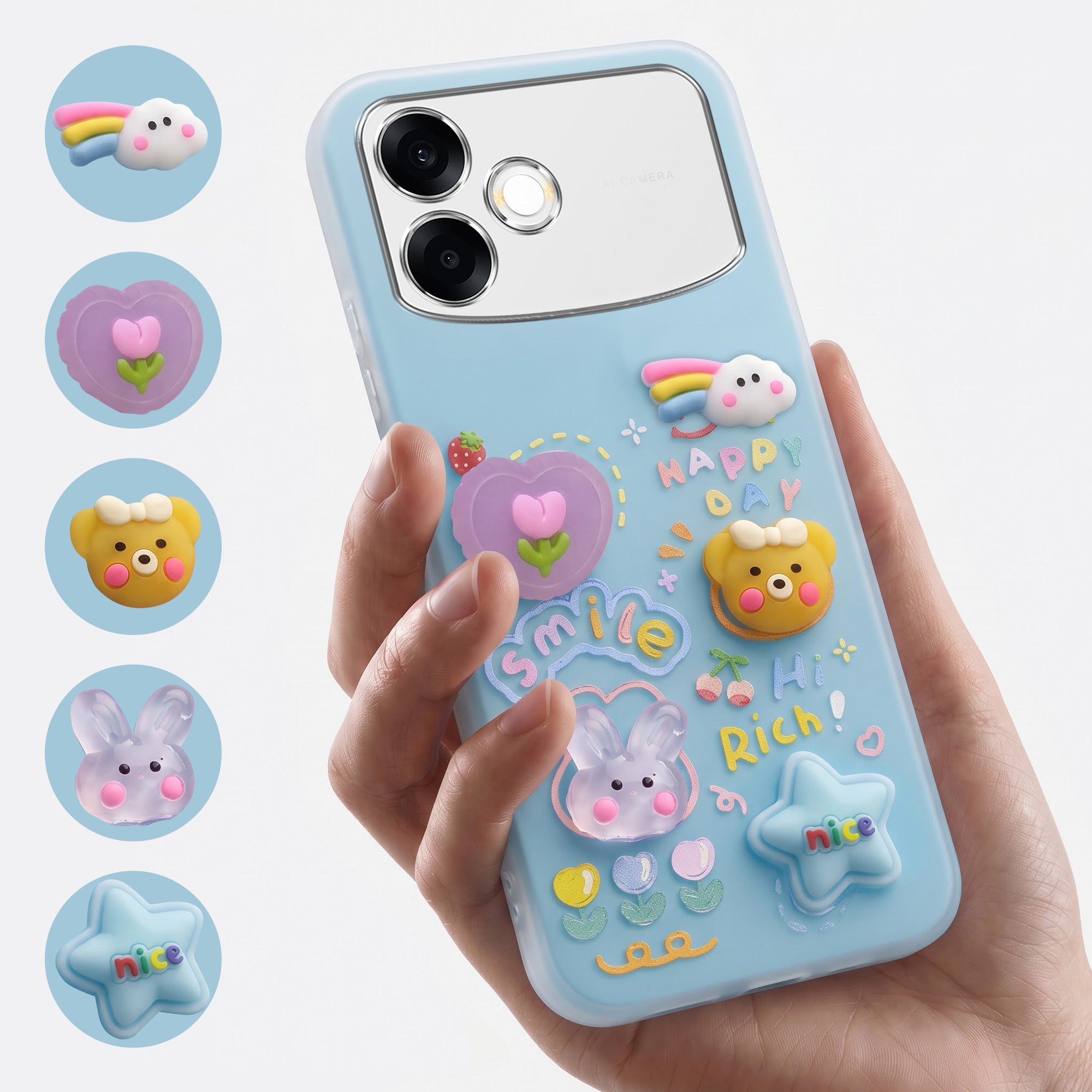 For Oppo F33 Pro 5G Back Cover Case (3D Cute Cartoons | Hard Back Side Soft | Matte Premium Finish | HD Printing)