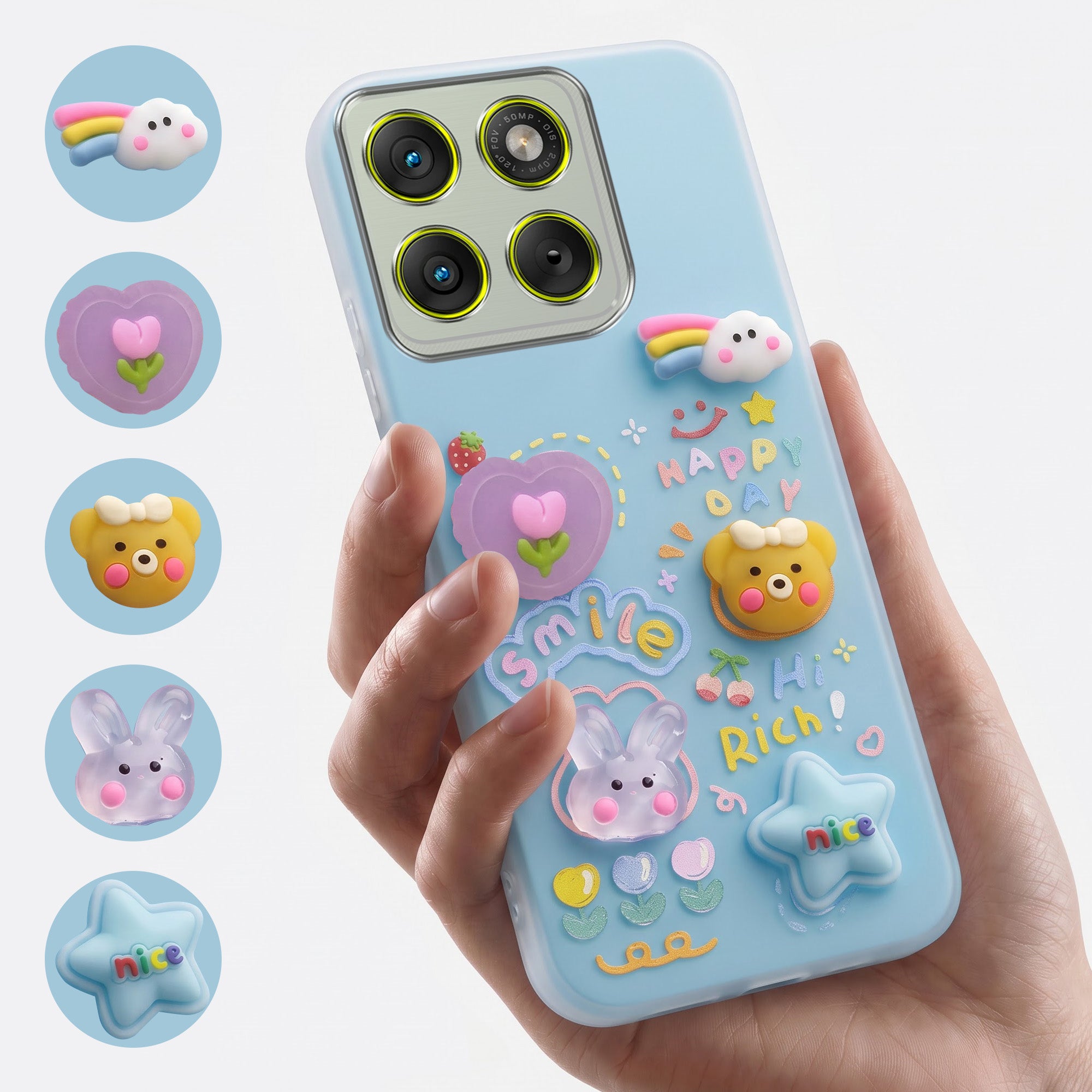For Motorola Moto Edge 70 Back Cover Case (3D Cute Cartoons | Hard Back Side Soft | Matte Premium Finish | HD Printing)
