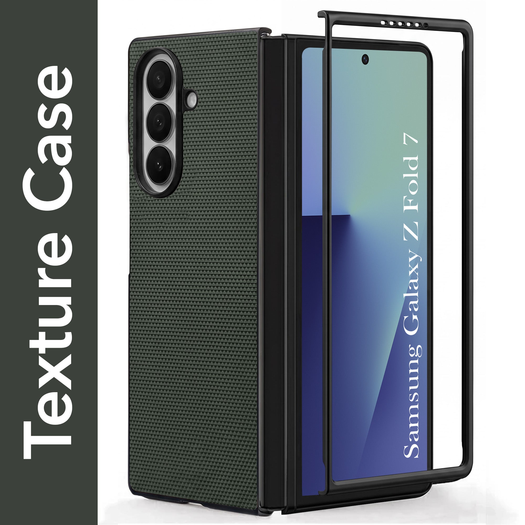 For Samsung Galaxy Z Fold 7 Premium Cover Case (Geometric Textured Hard PC | Soft Cloth Lining & Slim Shockproof Protection)