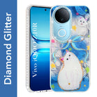 For Vivo iQOO Z10R Back Cover Case (Luxury Floral Glitter Cute Butterfly | Diamond Studded Camera Bump | Girls & Women Design)