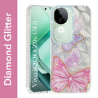 For Vivo iQOO Z9s  Back Cover Case (Luxury Floral Glitter Cute Butterfly | Diamond Studded Camera Bump | Girls & Women Design)