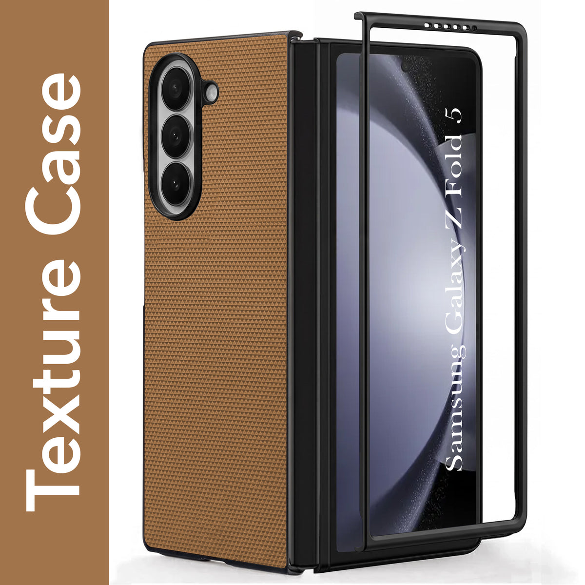 For Samsung Galaxy Z Fold 5 Premium Cover Case (Geometric Textured Hard PC | Soft Cloth Lining & Slim Shockproof Protection)