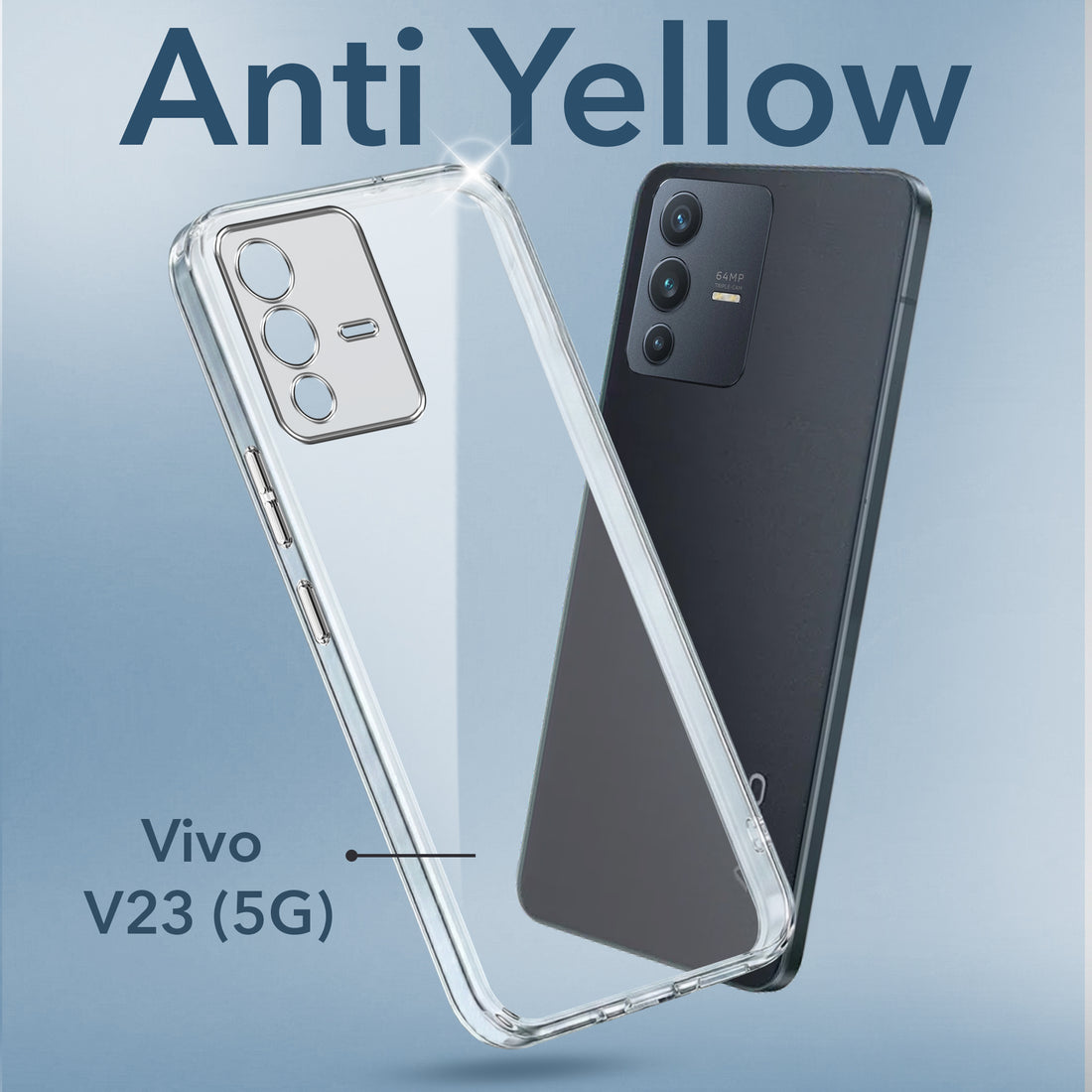 For Vivo V23 5G Back Cover Case (Hard Anti Yellow Clear Case | Drop & Camera Protection | Shockproof Polycarbonate)