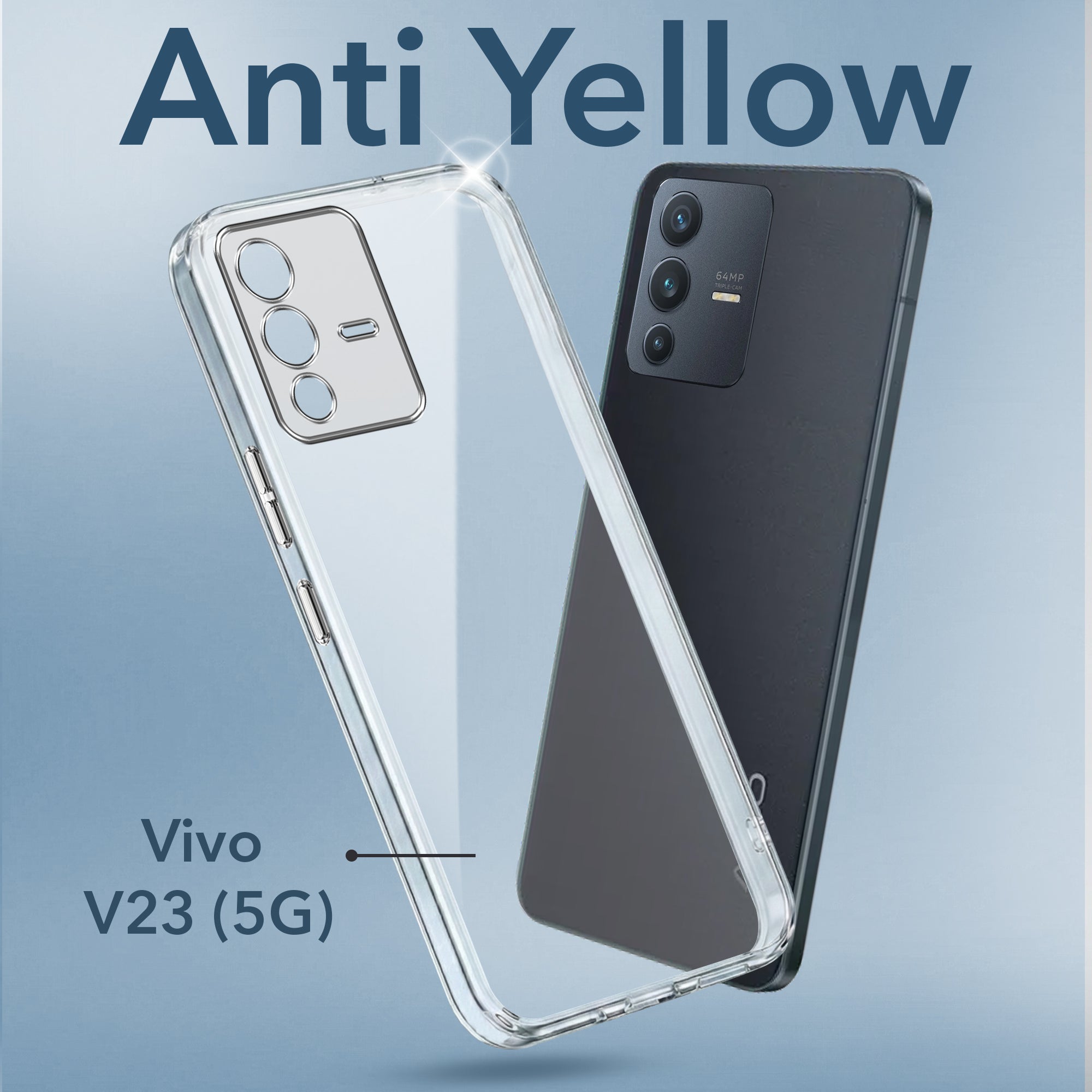 For Vivo V23 5G Back Cover Case (Hard Anti Yellow Clear Case | Drop & Camera Protection | Shockproof Polycarbonate)