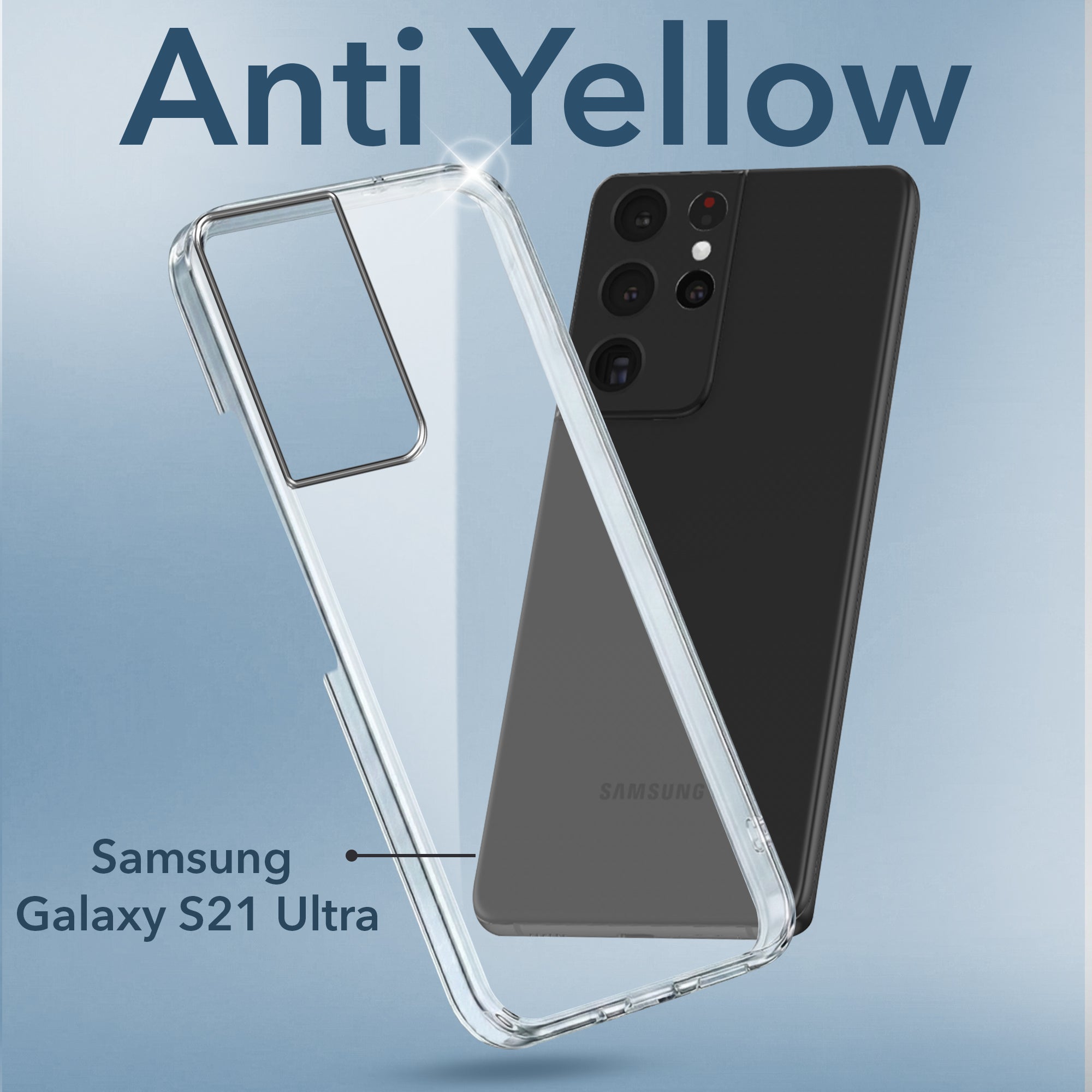 For Samsung Galaxy S21 Ultra 5G Back Cover Case (Hard Anti Yellow Clear Case | Drop & Camera Protection | Shockproof Polycarbonate)