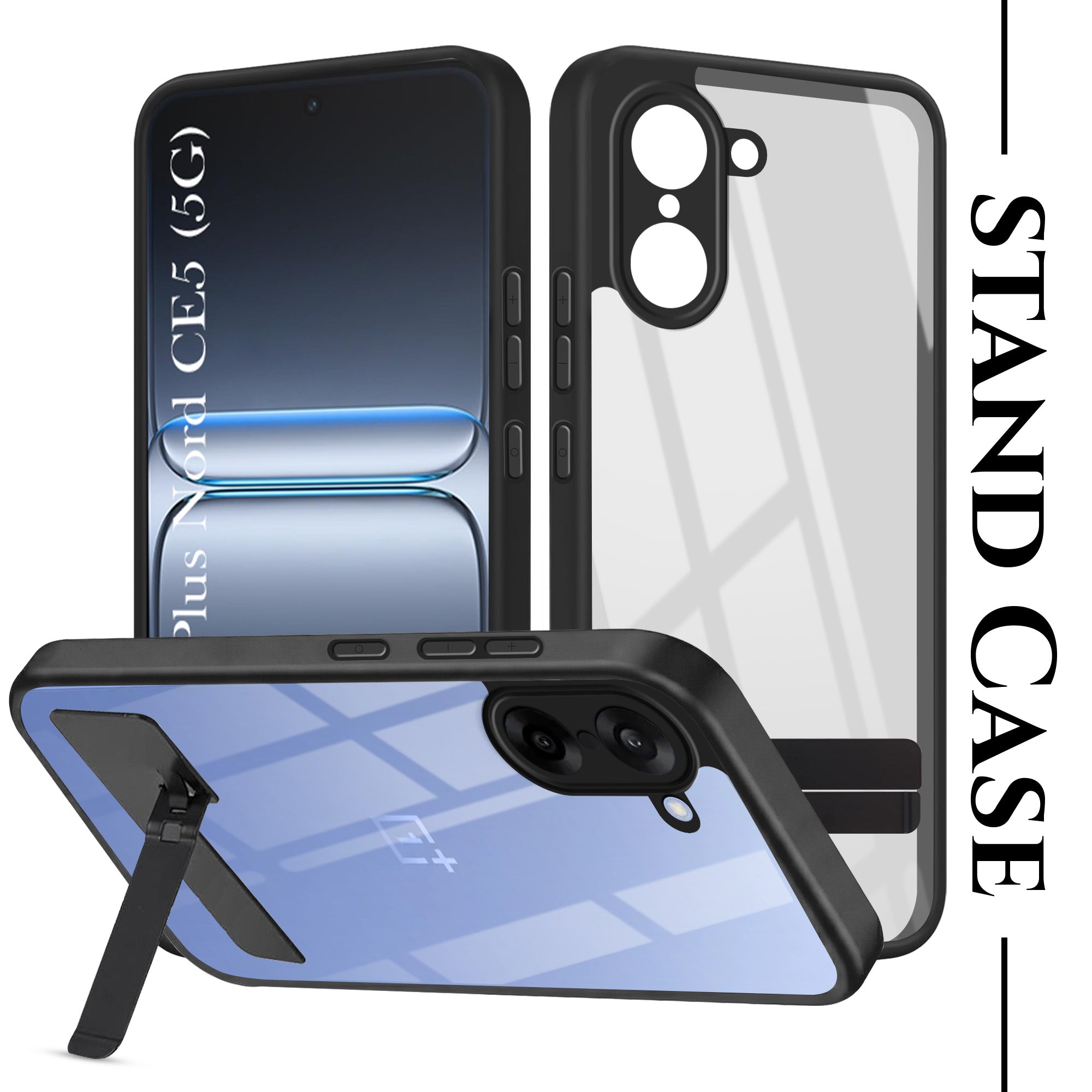 For Oneplus Nord CE 5 Back Cover Case (Built-in Stand | Lifetime Anti Yellow | Kickstand Shockproof | Camera Protection | MagSafe Compatible)
