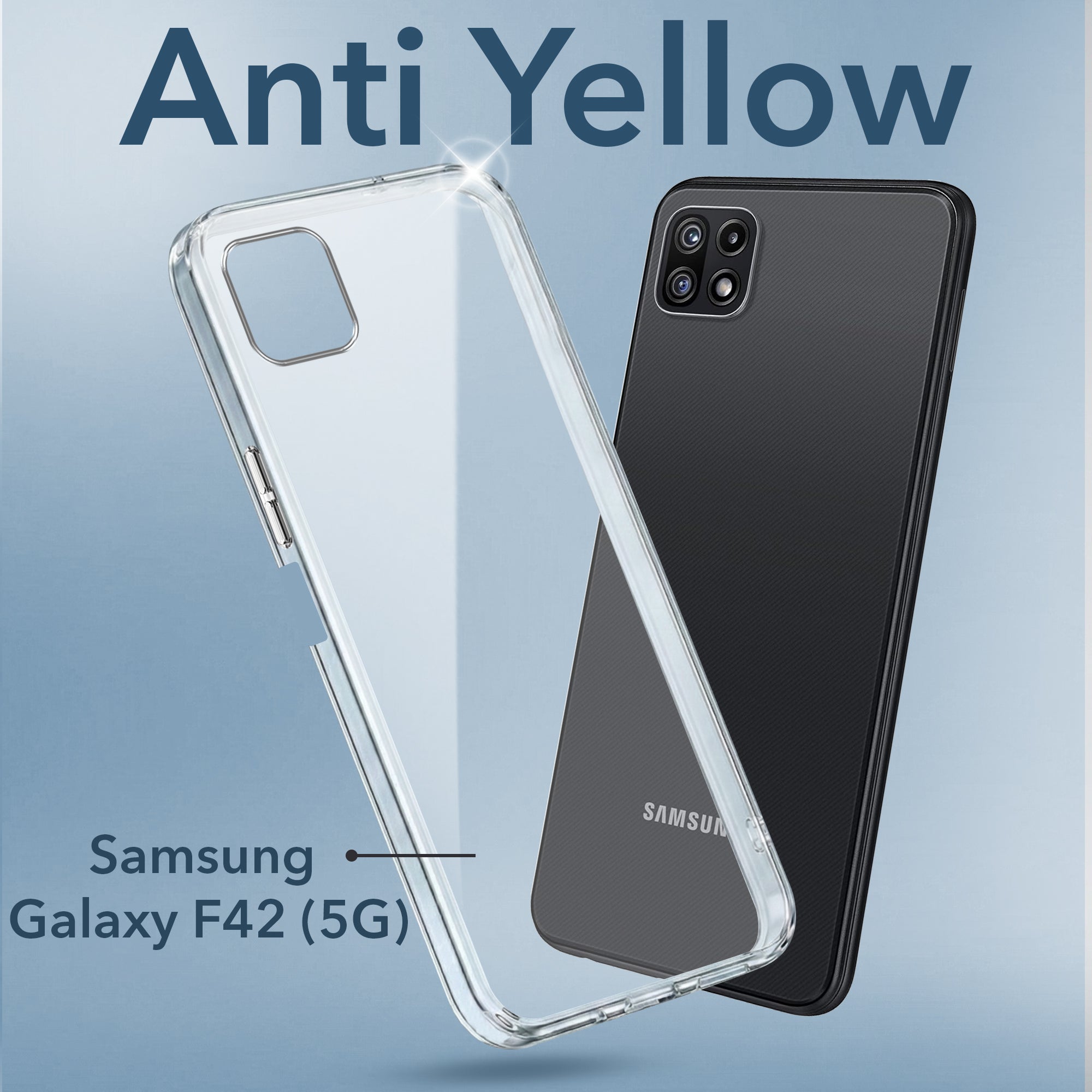 For Samsung Galaxy F42 5G Back Cover Case (Hard Anti Yellow Clear Case | Drop & Camera Protection | Shockproof Polycarbonate)