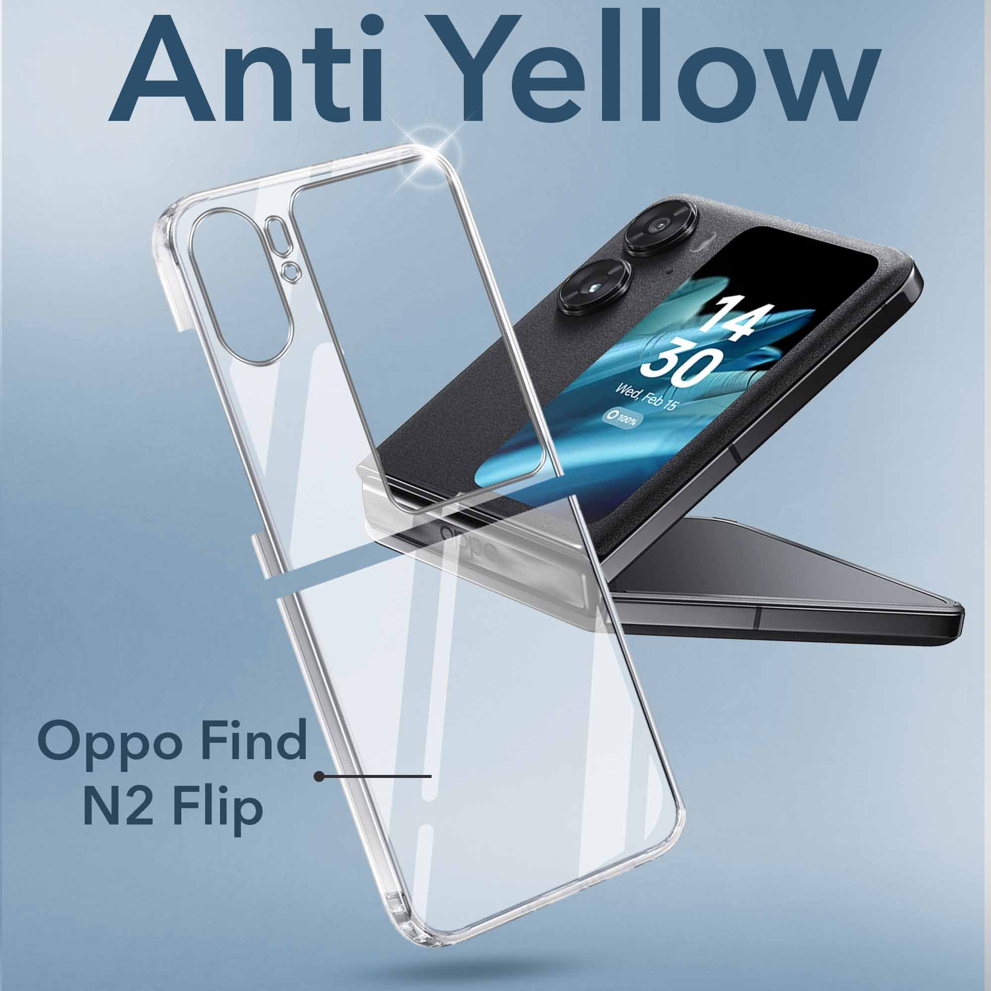 For Oppo Find N2 Flip Back Cover Case (Hard Anti Yellow Clear Case | Sleek Hard Crystal Clear | Drop & Camera Protection | Shockproof Polycarbonate)