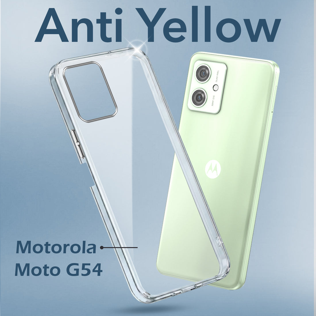 For Motorola Moto G54  Back Cover Case (Hard Anti Yellow Clear Case | Drop & Camera Protection | Shockproof Polycarbonate)
