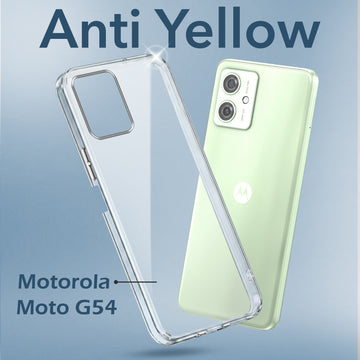 For Motorola Moto G54  Back Cover Case (Hard Anti Yellow Clear Case | Drop & Camera Protection | Shockproof Polycarbonate)