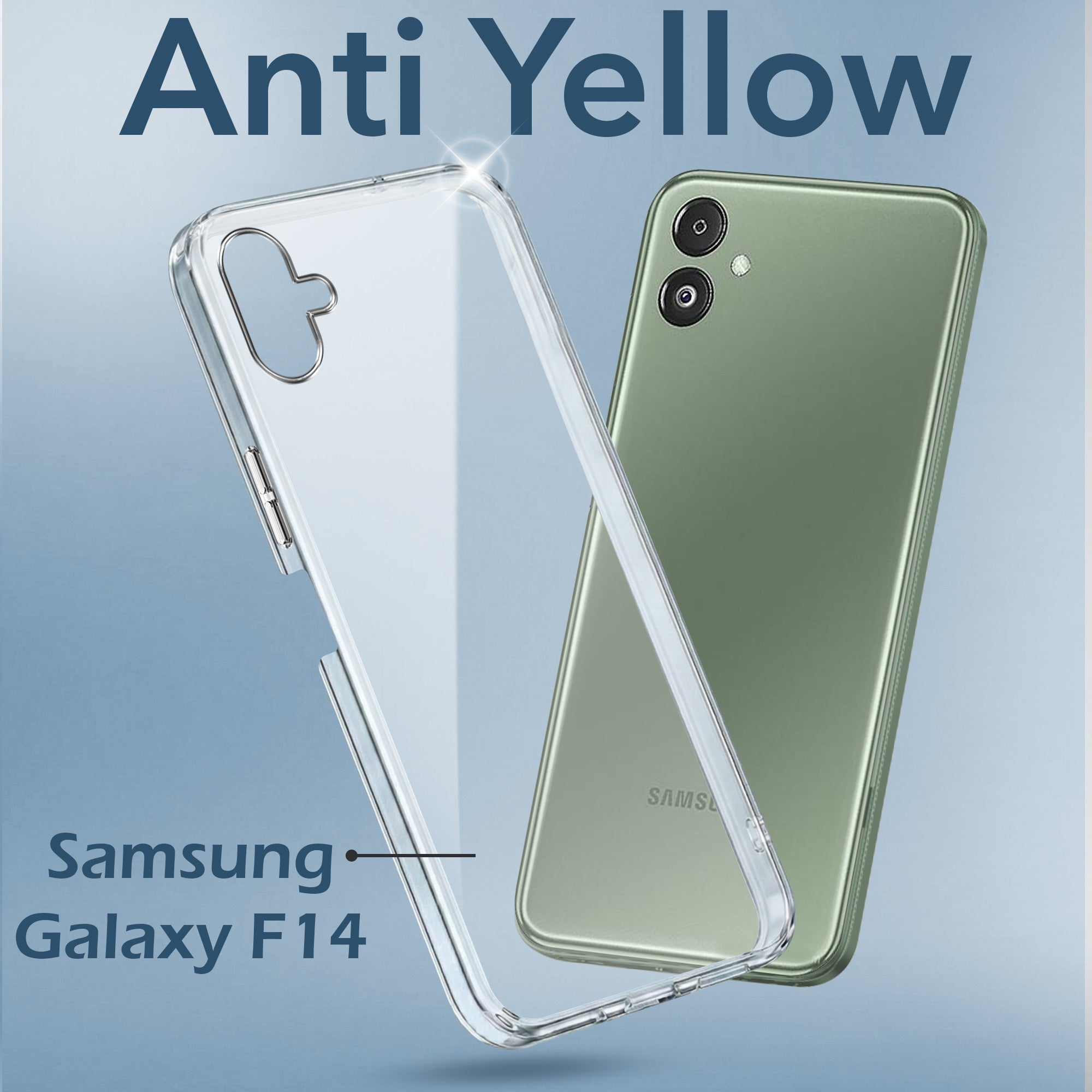 For Samsung Galaxy F14 5G Back Cover Case (Hard Anti Yellow Clear Case | Drop & Camera Protection | Shockproof Polycarbonate)