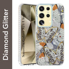 For Samsung Galaxy S24 Ultra Back Cover Case (Luxury Floral Glitter Cute Butterfly | Diamond Studded Camera Bump | Girls & Women Design)
