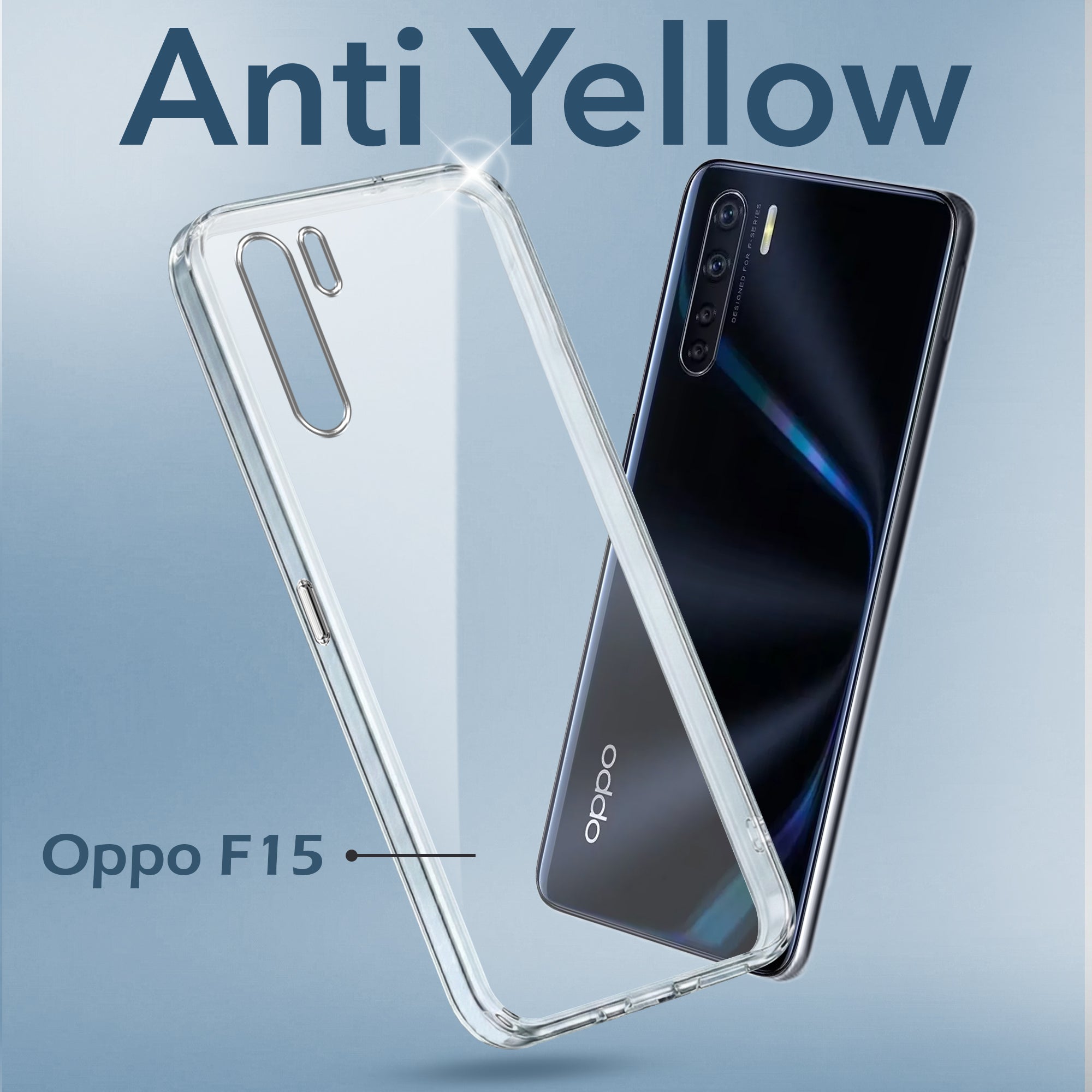 For Oppo F15  Back Cover Case (Hard Anti Yellow Clear Case | Sleek Hard Crystal Clear | Drop & Camera Protection | Shockproof Polycarbonate)