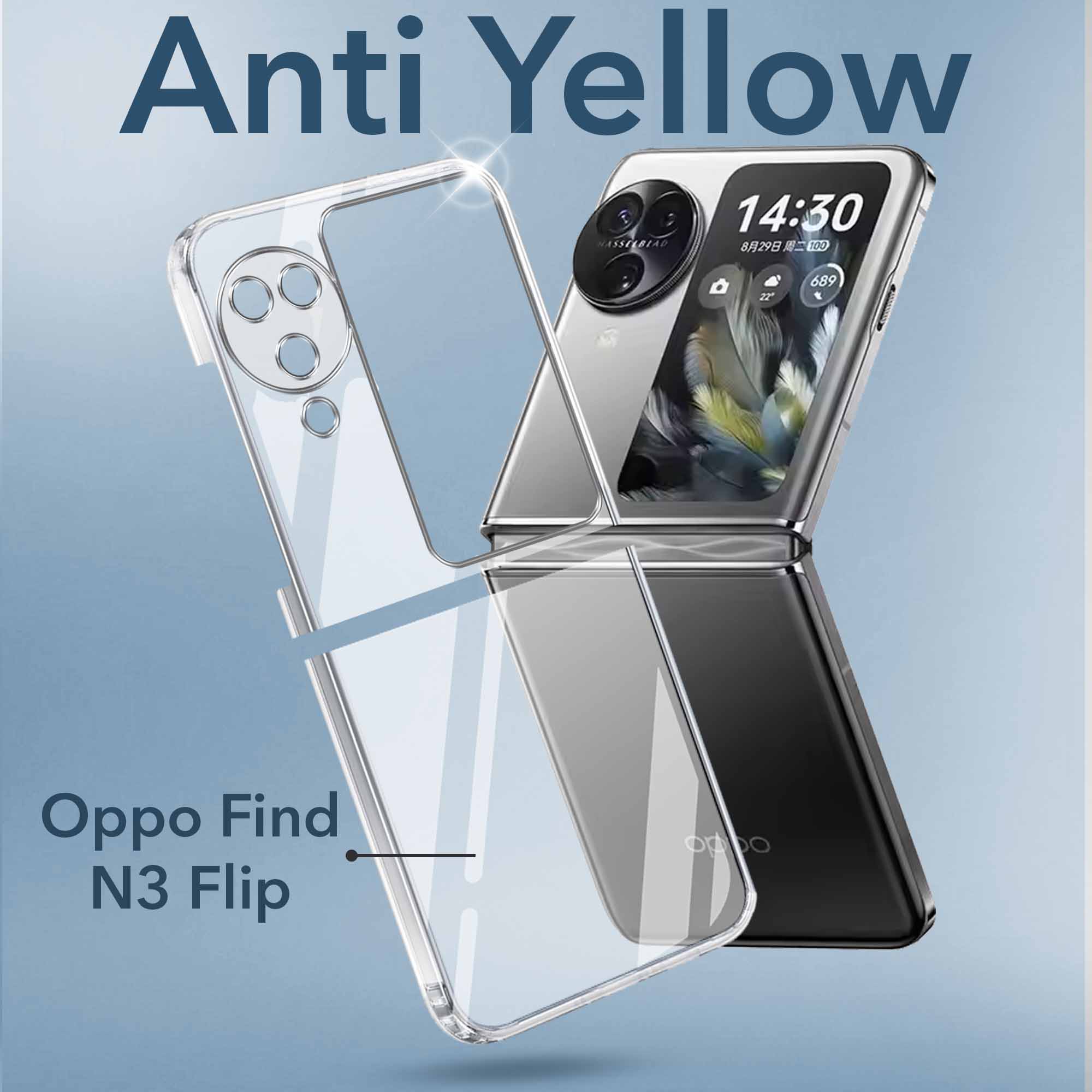 For Oppo Find N3 Flip Back Cover Case (Hard Anti Yellow Clear Case | Sleek Hard Crystal Clear | Drop & Camera Protection | Shockproof Polycarbonate)