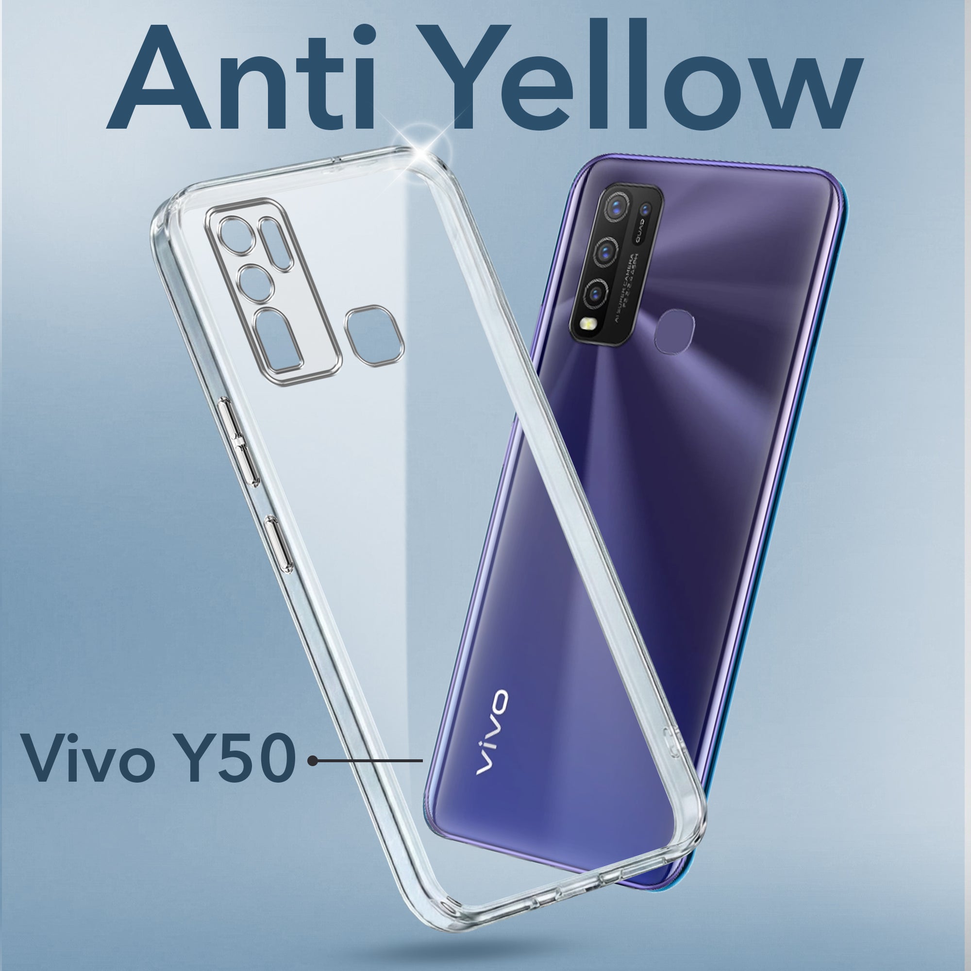 For Vivo Y50 Back Cover Case (Hard Anti Yellow Clear Case | Drop & Camera Protection | Shockproof Polycarbonate)
