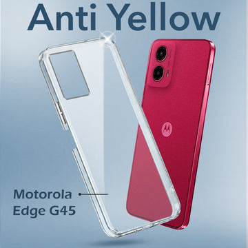For Motorola Moto G45 Back Cover Case (Hard Anti Yellow Clear Case | Sleek Hard Crystal Clear | Drop & Camera Protection | Shockproof Polycarbonate)