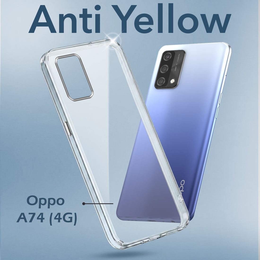 For Oppo A74 4G Back Cover Case (Hard Anti Yellow Clear Case | Drop & Camera Protection | Shockproof Polycarbonate)