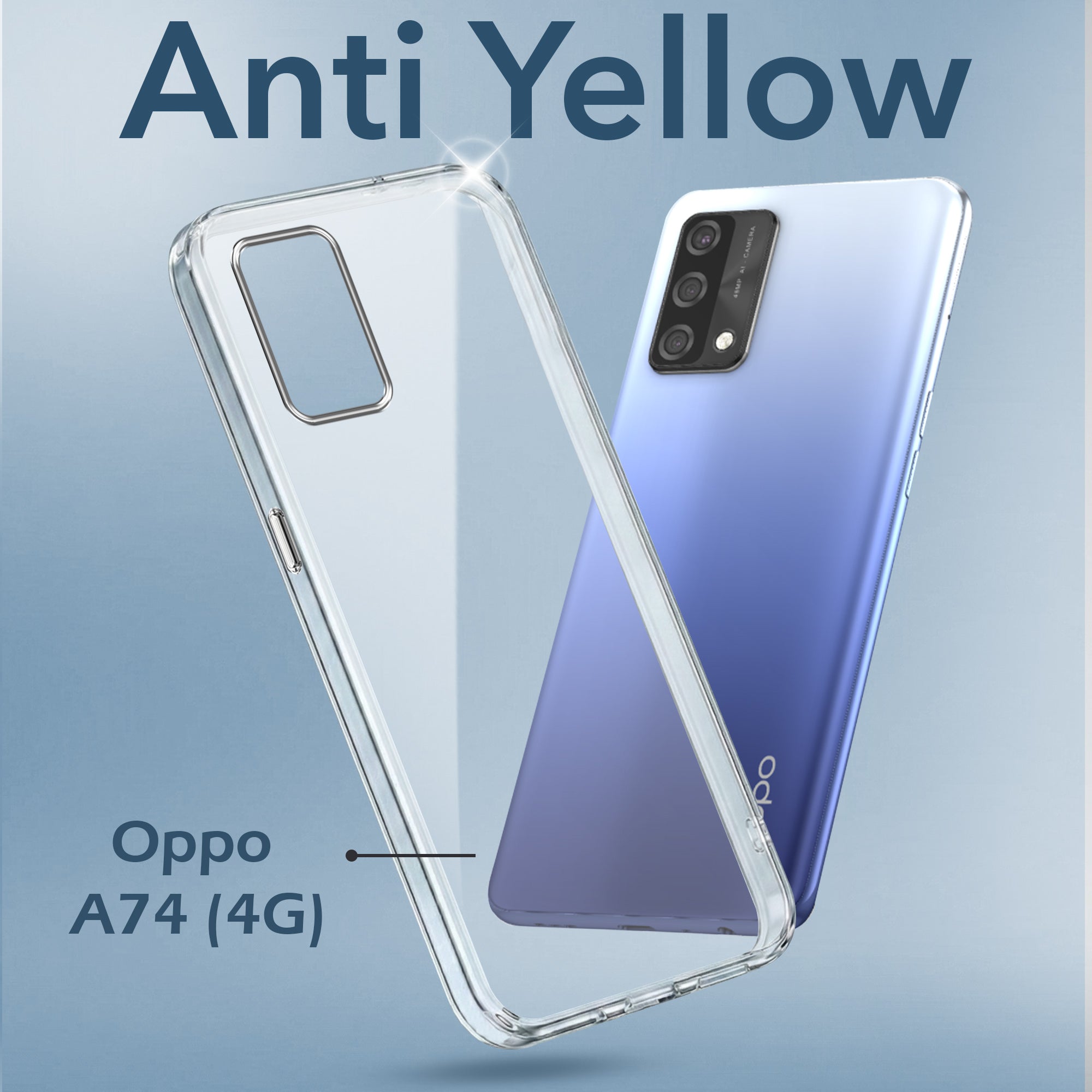 For Oppo A74 4G Back Cover Case (Hard Anti Yellow Clear Case | Drop & Camera Protection | Shockproof Polycarbonate)