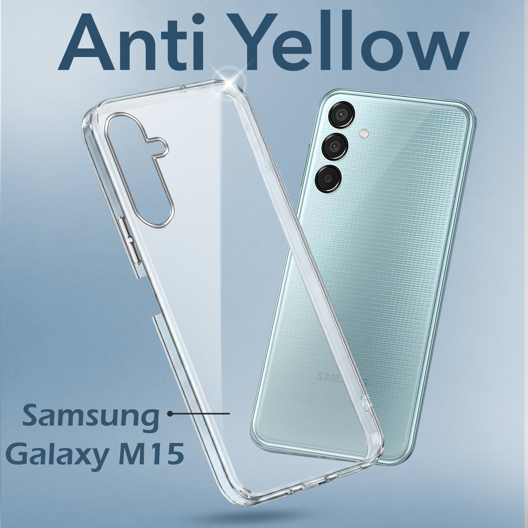 For Samsung Galaxy M15 5G Back Cover Case (Hard Anti Yellow Clear Case | Drop & Camera Protection | Shockproof Polycarbonate)