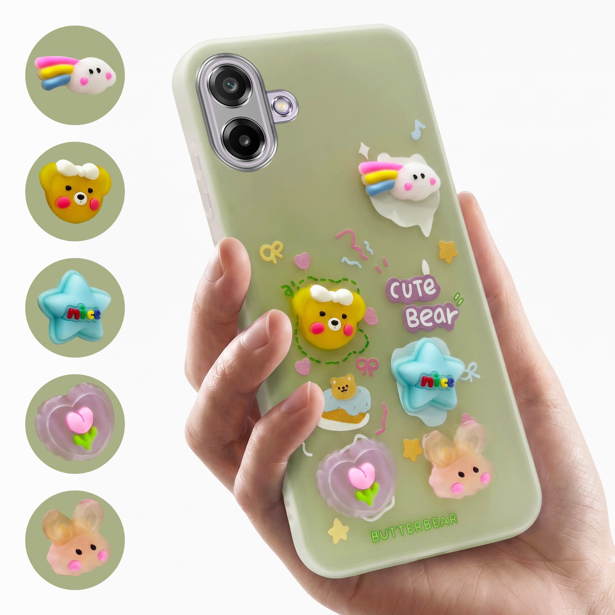 For Samsung Galaxy M17e Back Cover Case (3D Cute Cartoons | Hard Back Side Soft | Matte Premium Finish | HD Printing)