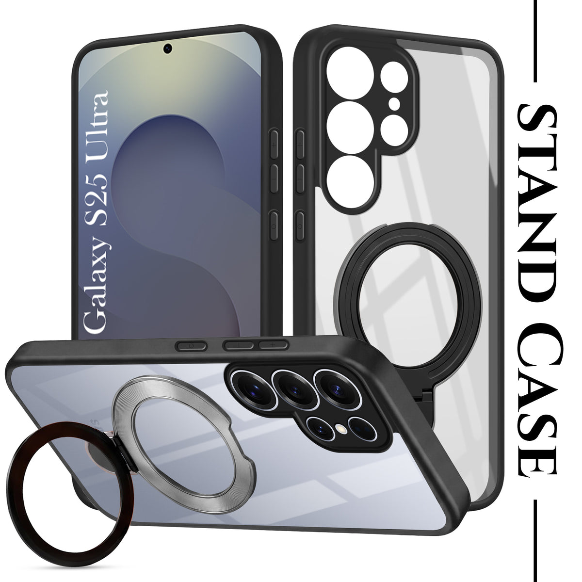 For Samsung Galaxy S25 Ultra Back Cover Case (Kick Stand Ring Holder | Life time Anti Yellow | Camera Protection)