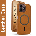 For Oppo A6c 4G Back Cover Case Leather Finish (MagSafe Compatible Wireless Charging | Soft Touch | Camera Bump Protection)