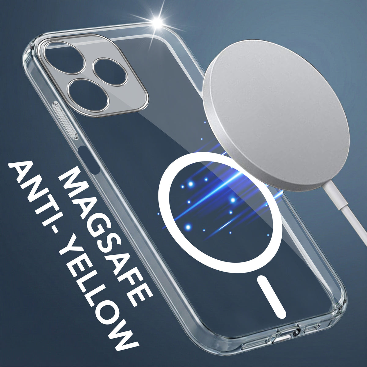 For Oppo A6c 4G Back Cover Case Lifetime Anti-Yellow MagSafe Compatible Clear (Sleek Hard Crystal | Shockproof and Camera Protection)