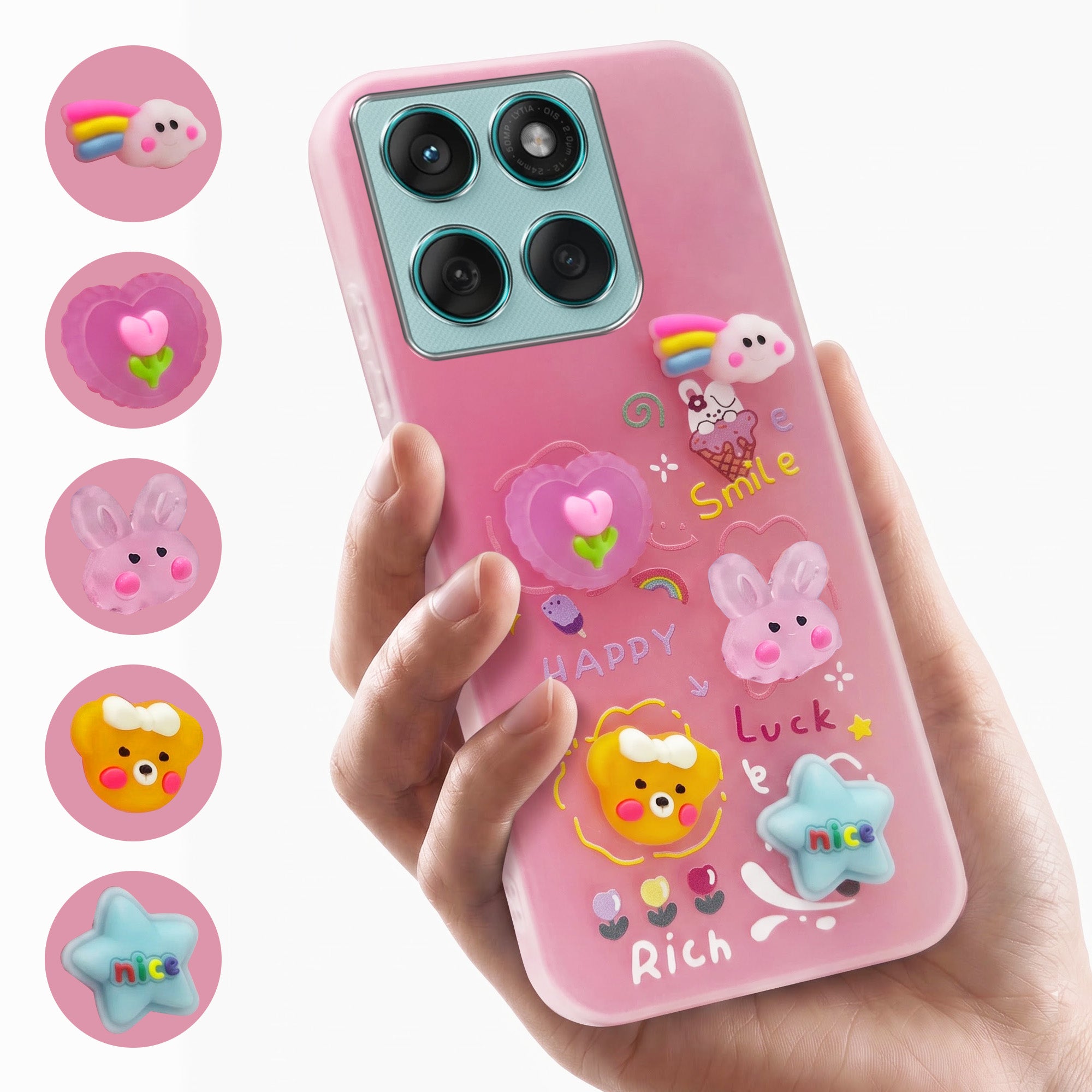 For Motorola Moto Edge 60 Back Cover Case (3D Cute Cartoons | Hard Back Side Soft | Matte Premium Finish | HD Printing)
