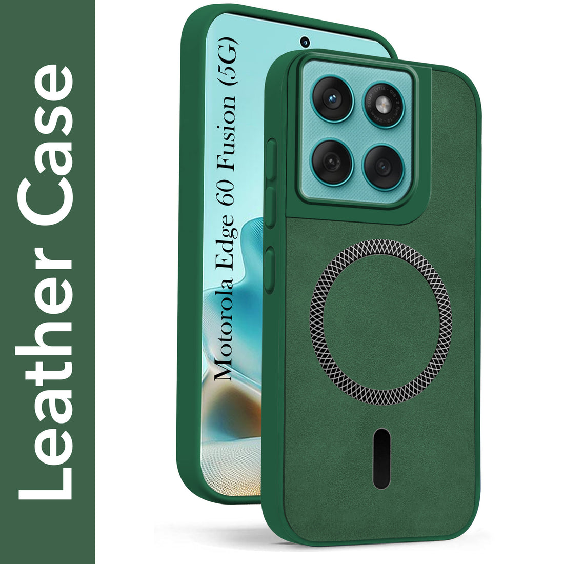For Motorola Moto Edge 60 Fusion Back Cover Case Leather Finish (MagSafe Compatible Wireless Charging | Soft Touch | Camera Bump Protection)