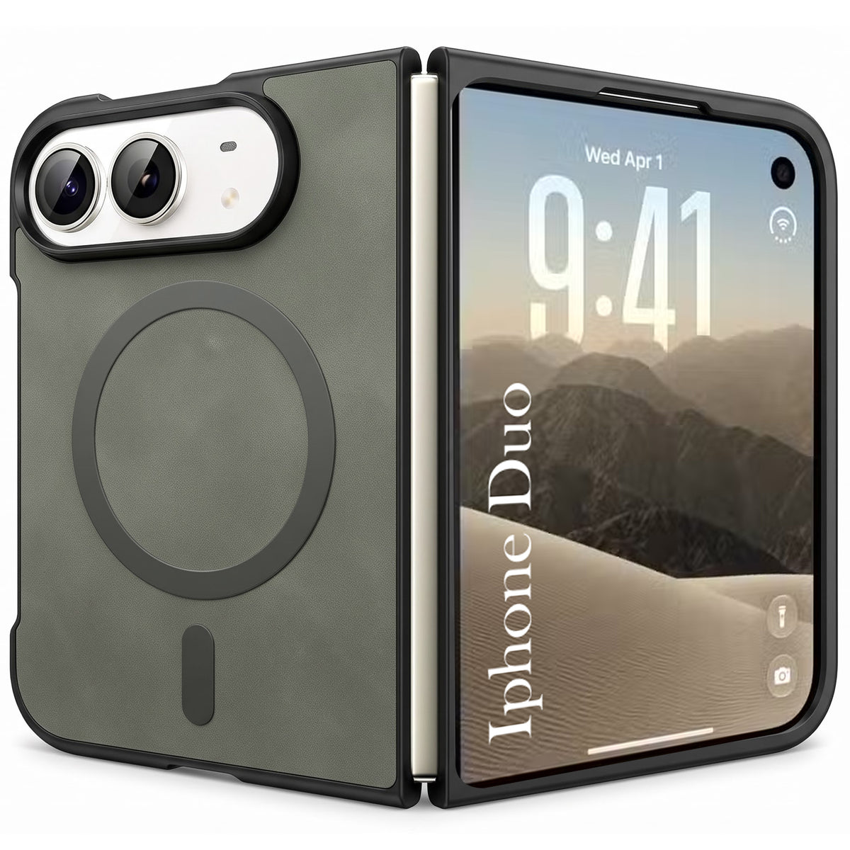 For Apple iPhone Duo Back Cover Case Leather Finish (MagSafe Wireless Charging Compatible | Inside Microfiber Cloth)
