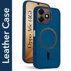 For Oppo A6c 4G Back Cover Case Leather Finish (MagSafe Compatible Wireless Charging | Soft Touch | Camera Bump Protection)