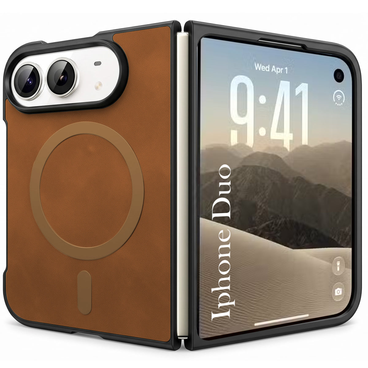 For Apple iPhone Duo Back Cover Case Leather Finish (MagSafe Wireless Charging Compatible | Inside Microfiber Cloth)