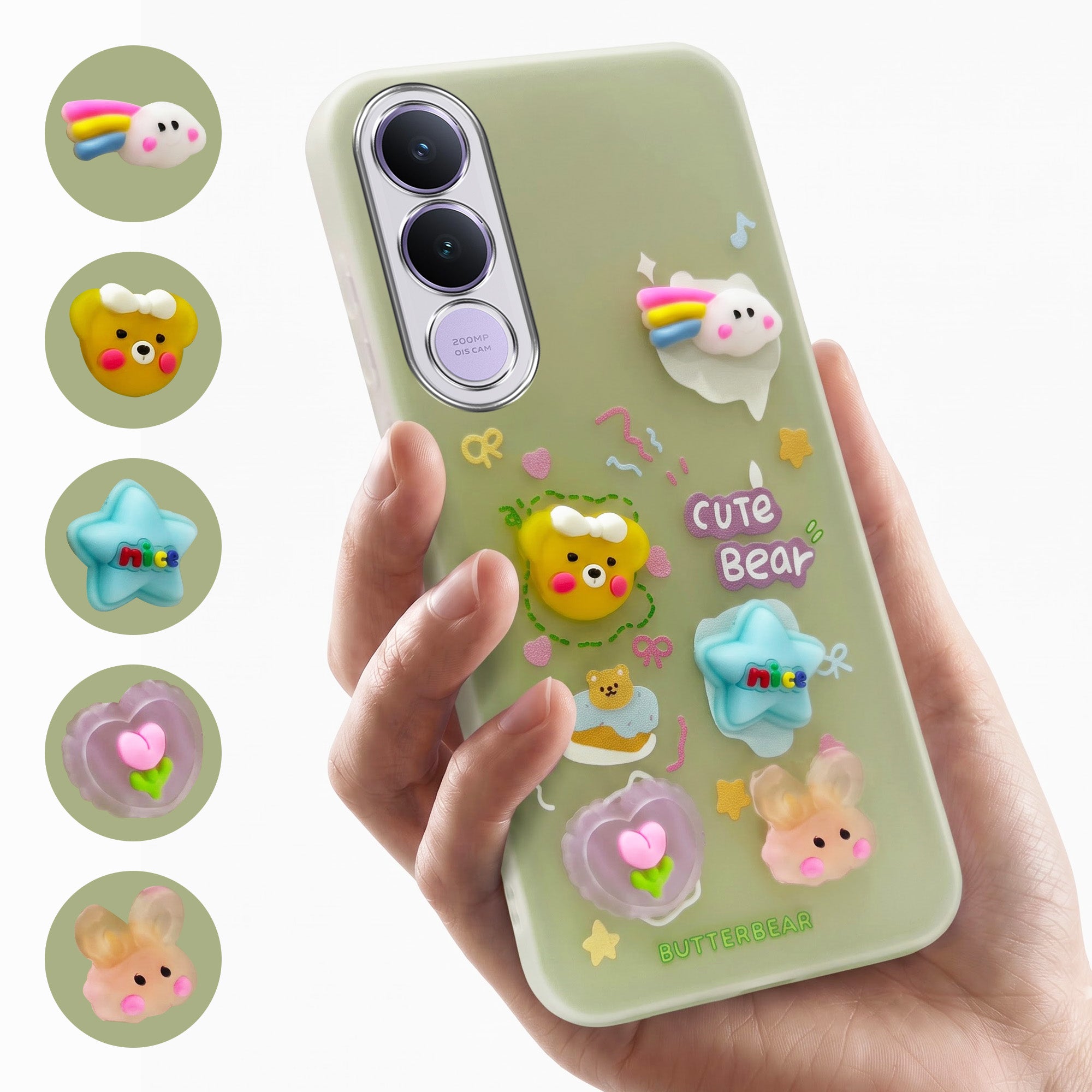 For Vivo V70 FE 5G Back Cover Case (3D Cute Cartoons | Hard Back Side Soft | Matte Premium Finish | HD Printing)