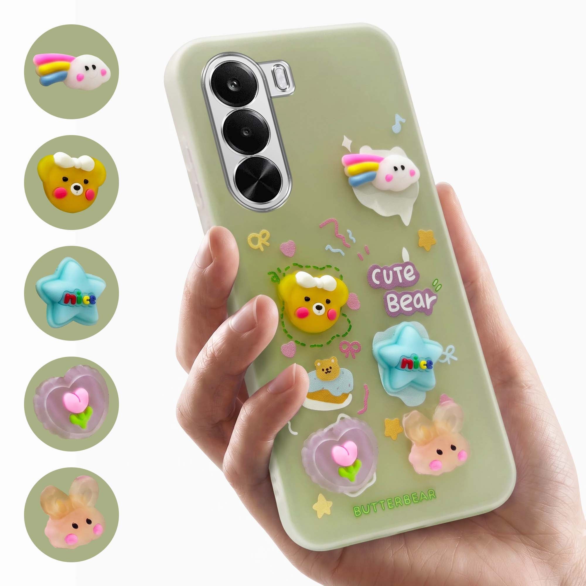 For Realme P4x Back Cover Case (3D Cute Cartoons | Hard Back Side Soft | Matte Premium Finish | HD Printing)
