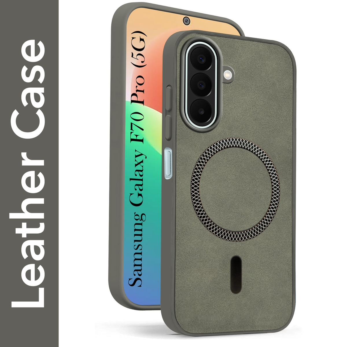 For Samsung Galaxy F70 Pro 5G Back Cover Case Leather Finish (MagSafe Compatible Wireless Charging | Soft Touch | Camera Bump Protection)