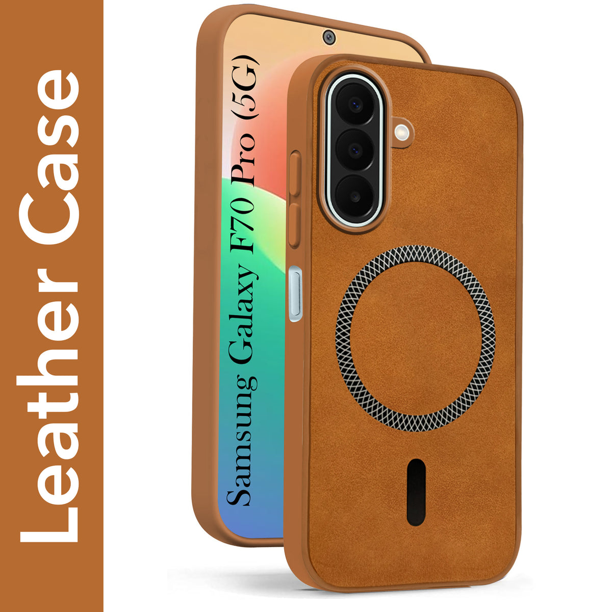 For Samsung Galaxy F70 Pro 5G Back Cover Case Leather Finish (MagSafe Compatible Wireless Charging | Soft Touch | Camera Bump Protection)