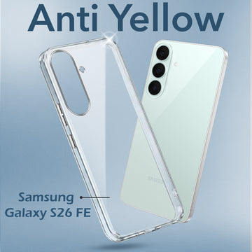For Samsung Galaxy S26 FE Back Cover Case Lifetime Anti-Yellow Clear (Sleek Hard Crystal | Shockproof and Camera Protection)