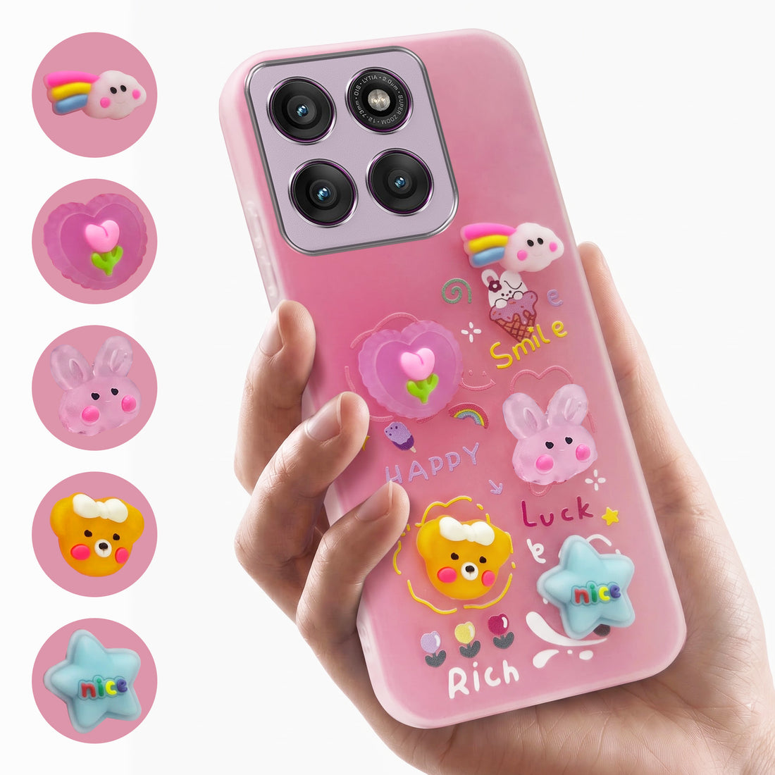 For Motorola Moto Edge 60 Pro Back Cover Case (3D Cute Cartoons | Hard Back Side Soft | Matte Premium Finish | HD Printing)