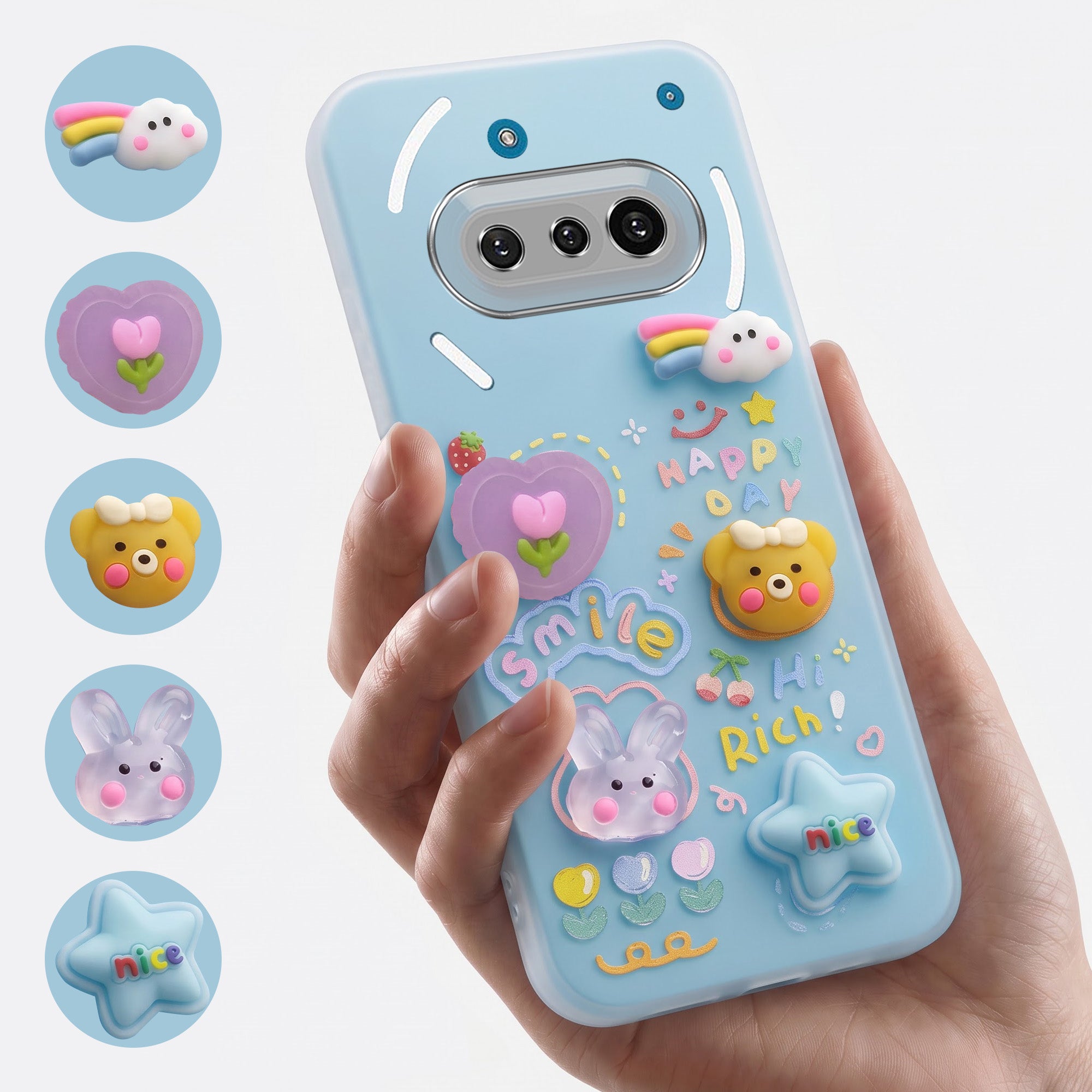 For Nothing Phone 3A 5G Back Cover Case (3D Cute Cartoons | Hard Back Side Soft | Matte Premium Finish | HD Printing)
