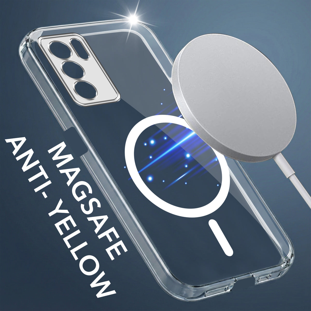 For Oppo Reno6 Pro 5G | Reno 6 Pro 5G Back Cover Case Lifetime Anti-Yellow MagSafe Compatible Clear (Sleek Hard Crystal | Shockproof and Camera Protection)