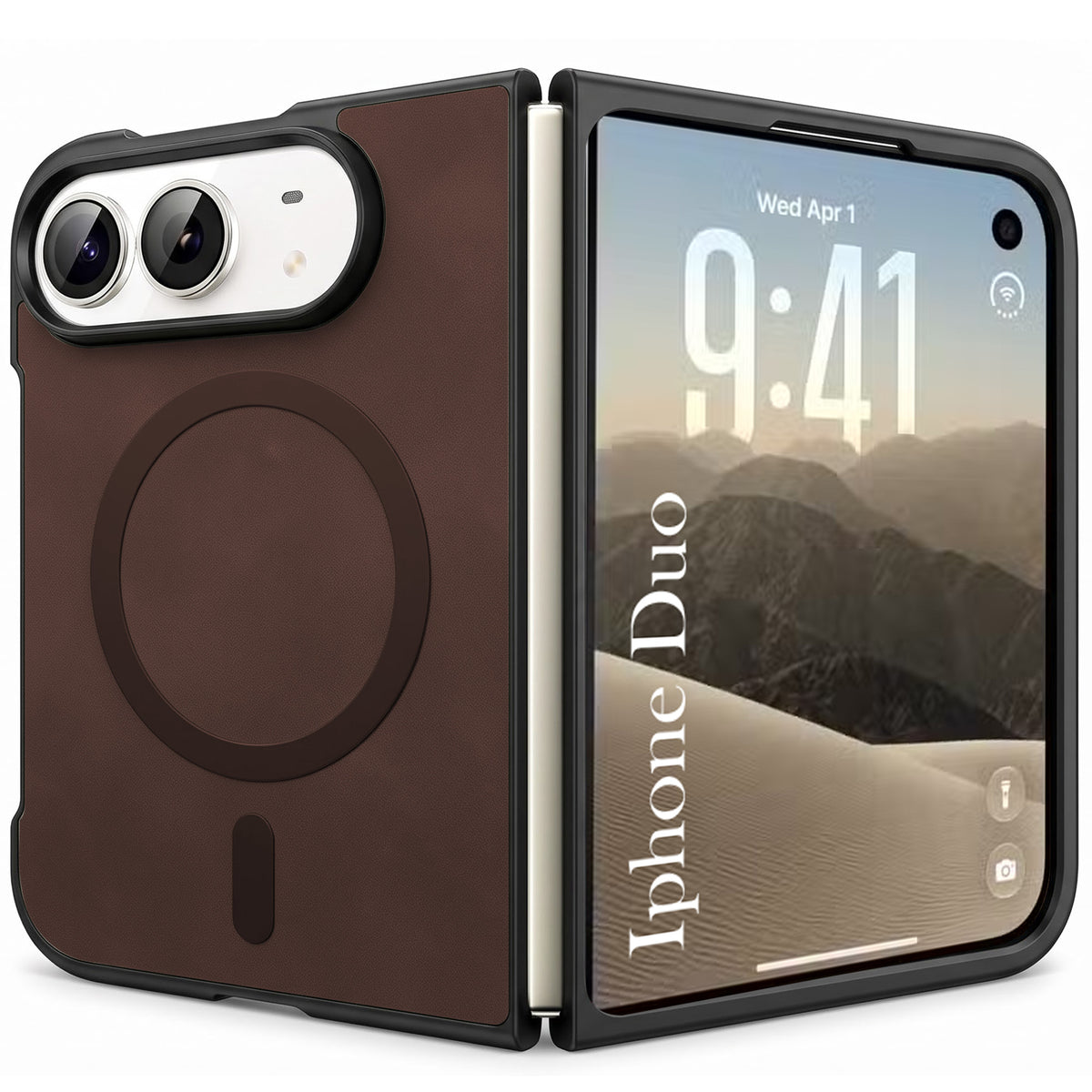 For Apple iPhone Duo Back Cover Case Leather Finish (MagSafe Wireless Charging Compatible | Inside Microfiber Cloth)